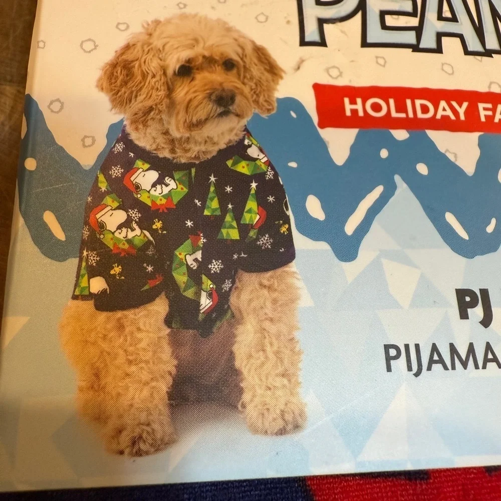 Peanuts Snoopy Blue Holiday Pet Pajamas Holiday Family Pajamas for Dogs Sz M